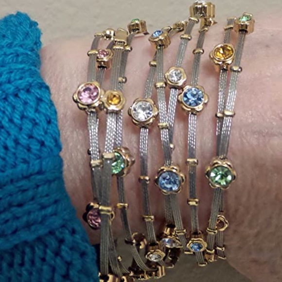 Bangle Bracelets for Petite Wrists Flexible Stainless Steel  (Set of 5 Colors) - Picture 3 of 5